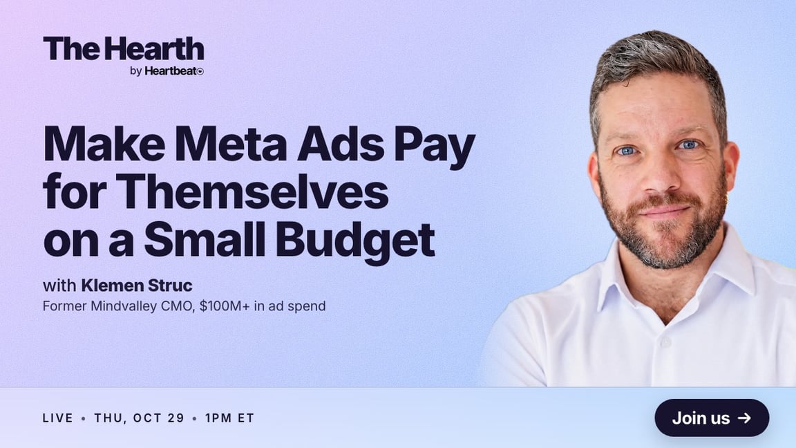 Make Meta Ads Pay for Themselves on a Small Budget, with Klemen Struc, Thursday Oct 29 at 1pm ET